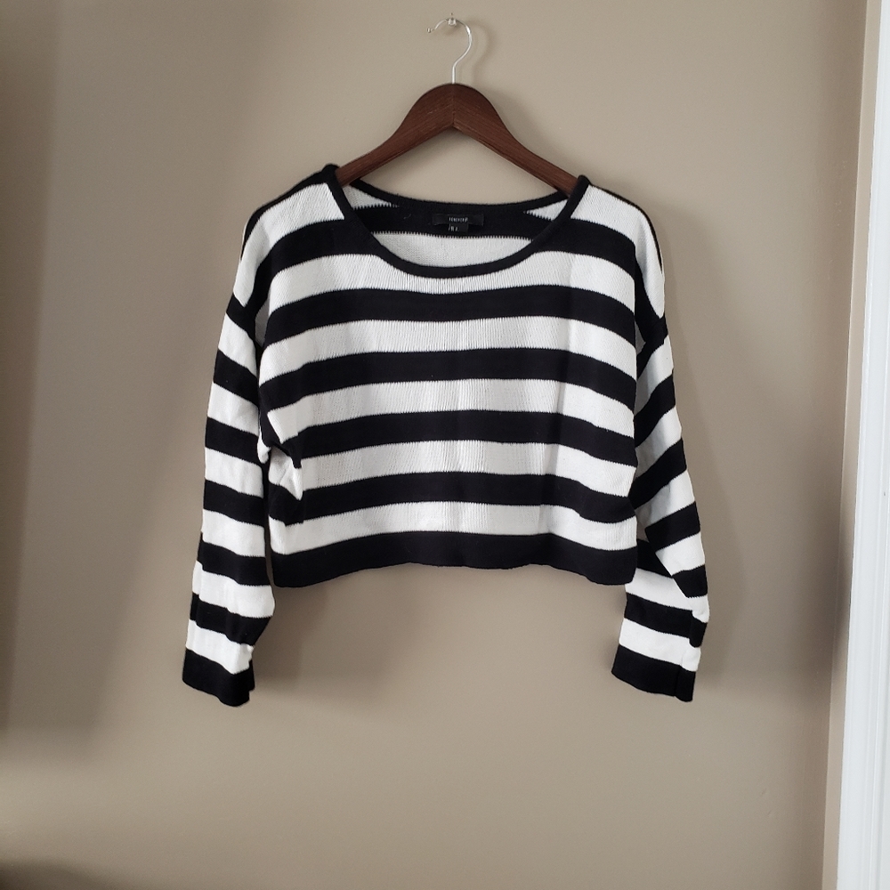 Cropped Black & White Sweater